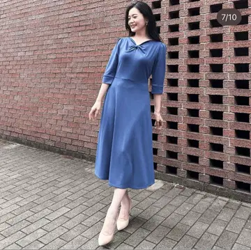 시네마틱 숙녀의 리본 원피스 M 사이즈 스모크 블루