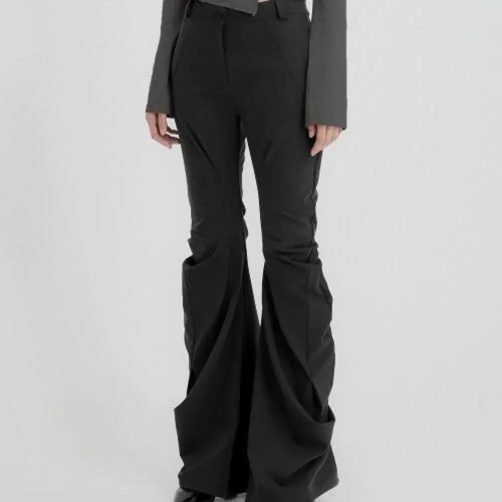 Flareup asymmetrical drape pants black