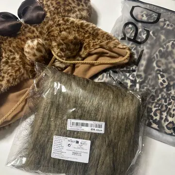 레오파드 무늬 팬캡 스커트 퍼 레그 워머 3세트