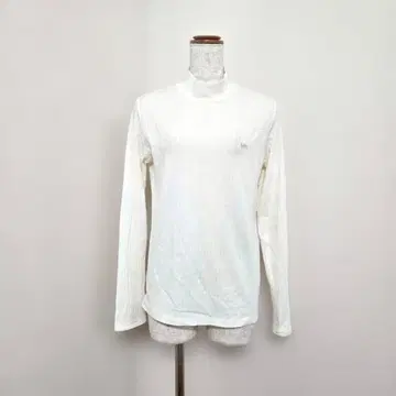 Lee 리브 하이넥 긴팔 티셔츠 로고 자수 화이트 ( M )