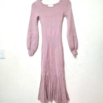 cheri me 멀티 리브 니트 원피스 핑크