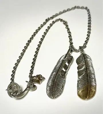 깃털 디자인 목걸이 실버 골드