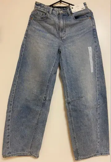 GU 지유 배럴 레그 청바지 63 BLUE 짧은 기장