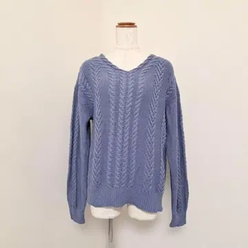 grove 케이블 니트 긴팔 스웨터 탁한 블루 계열 깔끔한 코튼 M