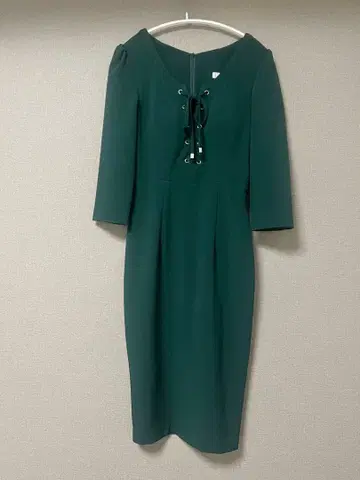 린 퍼 레스핀들 소매 있음 드레스 그린 S