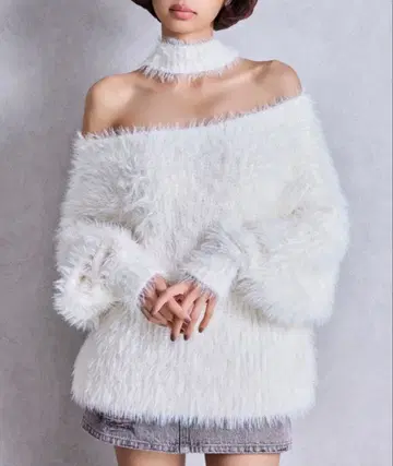 2way 샤기 초커 니트탑