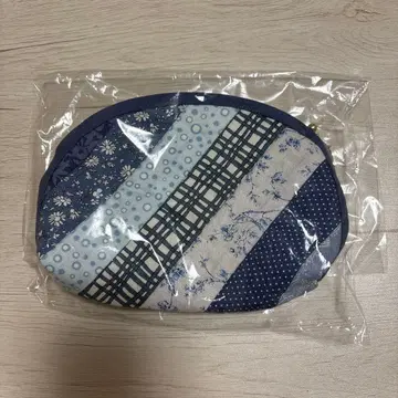 네이비 패치워크 파우치