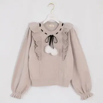 evelyn 에블린 퍼 리본 프릴 니트 핑크