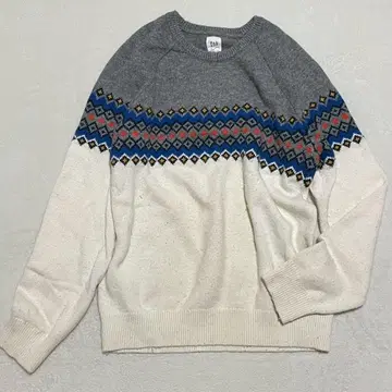갭 노르딕 무늬 니트 북유럽 디자인 울 혼방 두꺼운 원단 스웨터 M
