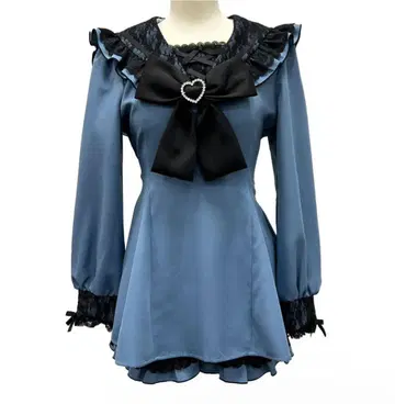 DearMyLove 레이스 세일러 리본 셋업 블루 4L