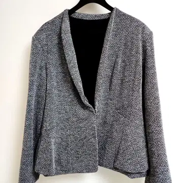 테일러드 자켓 블랙 화이트 트위드