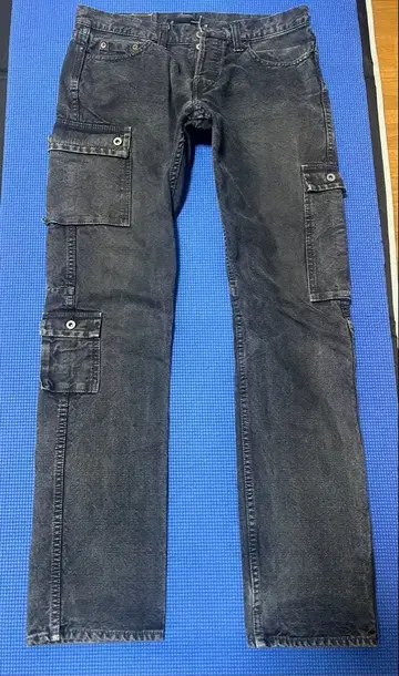 Johnbull 블랙 카고 팬츠 데님 스트레이트