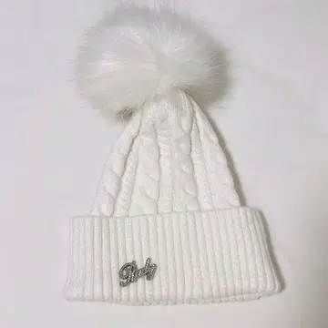 Rady 레이디 니트 모자 폼폼 키라키라 로고 화이트
