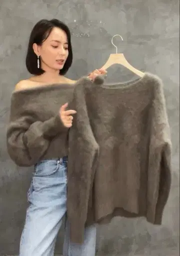 anuans 라쿤 폭스 보트넥 니트 풀오버