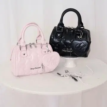 허니시나몬 HoneyCinnamon 리본 퀼팅 미니 보스턴 백