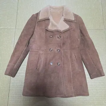 무스탕 코트 사이즈 16 여성용 양가죽 더블 버튼