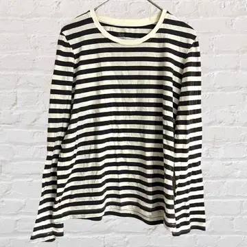 무인양품 코튼 100 보더 크루넥 티셔츠 심플 긴팔 S