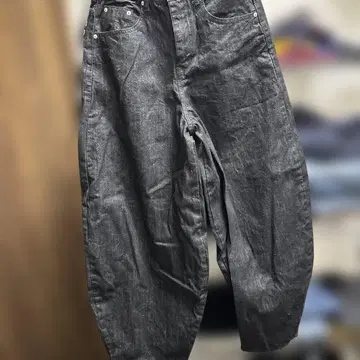 다크 그레이 데님 와이드 레그 팬츠 미사용품