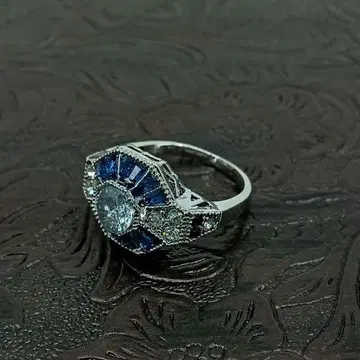 빈티지 실버 블루 지르코니아 앤티크 반지 21호