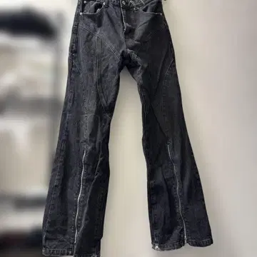 블랙 와이드 레그 데님 팬츠