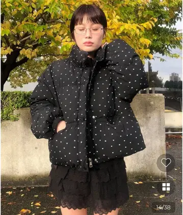 도트 무늬 숏 다운 자켓 nugu haku