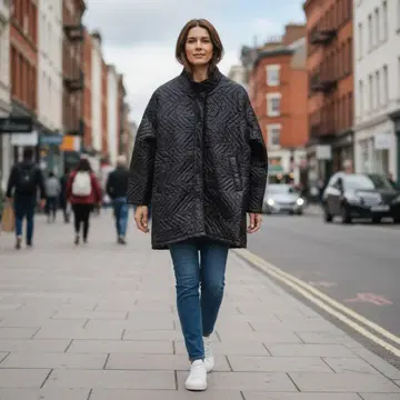 오버 사이즈 블랙 퀼팅 코트