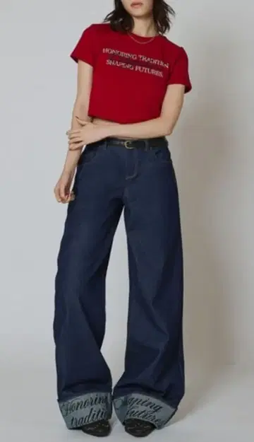 ACLENT 와이드 스트레이트 H/W 턴백 데님 팬츠