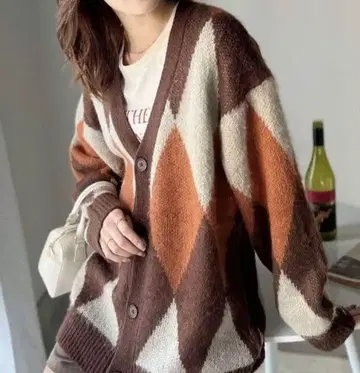 [클래식 엘프] 가디건 오버 사이즈 M 사이즈 브라운 계열