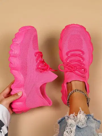 통굽 메쉬 핑크 스니커즈
