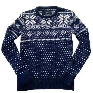 새상품급 AKM 노르딕 무늬 니트 스웨터 L 네이비 에이케이엠