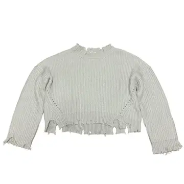 지나시스 데미지 니트 크러쉬 숏 기장 풀오버 그레이 F