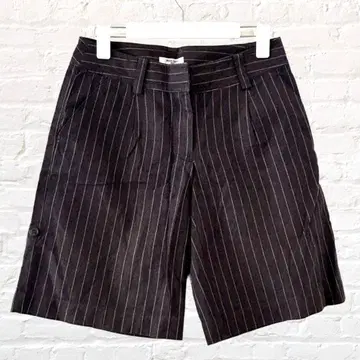 내추럴 뷰티 베이직 하프 팬츠 스트라이프 코튼 브라운