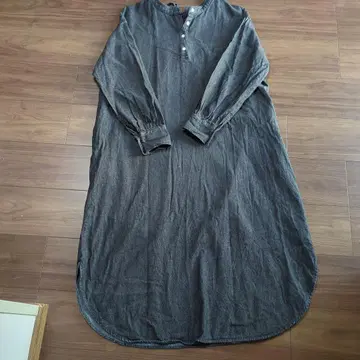 블랙 데님 버튼 풀오버 원피스