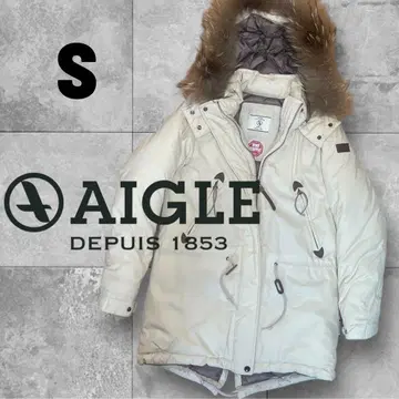 [새상품급] AIGLE 방한 다운 코트 S WINDSTOPPER 퍼 포함