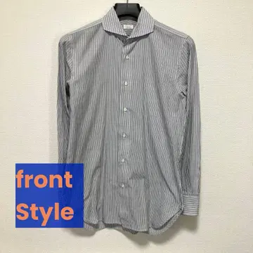 에디피스 네이비 스트라이프 긴팔 비즈니스 셔츠 화이트 39 남성용