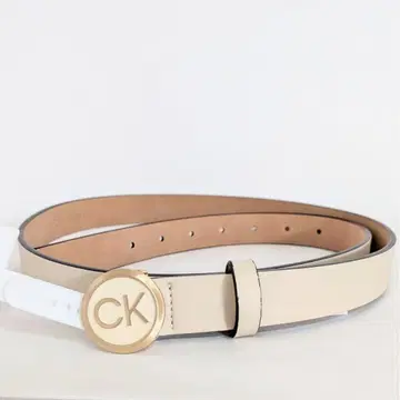 캘빈클라인 CK 벨트 화이트 베이지 로고 버클 L 가죽