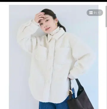 coca 푸들 보아 자켓 셔츠 코트 M 아이보리