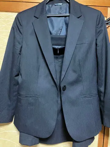 아오야마 양복 앵커우먼 네이비 스트라이프 수트 3종 세트