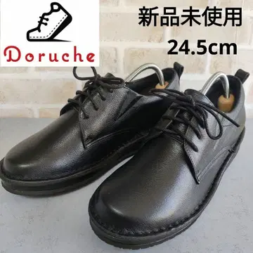 미사용 새상품 돌체 소가죽 플레인토 레이스업 슈즈 24.5 블랙