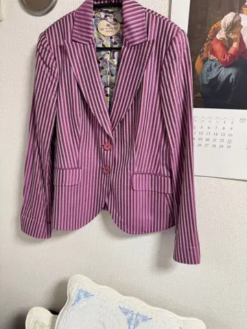 ETRO 테일러드 자켓 보라색과 화이트 스트라이프