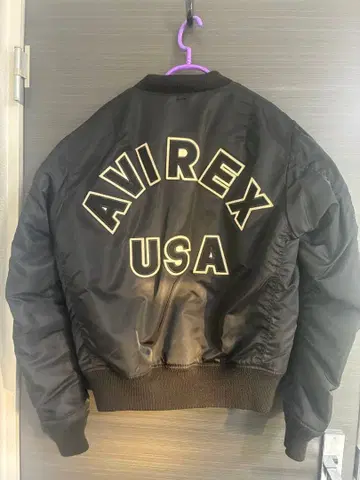 AVIREX MA-1 백 로고 리버서블 블랙 M 아치 로고