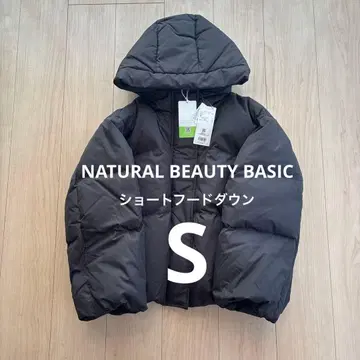 NATURAL BEAUTY BASIC 숏 후드 다운 블랙 S