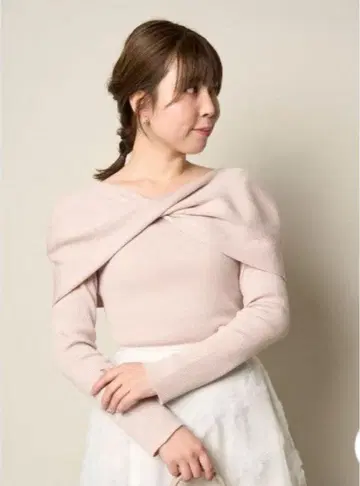 [CELFORD] 트위스트 케이프 리브 니트 풀오버 / 핑크 / 38