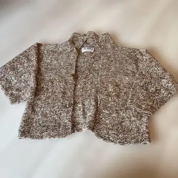 알파카 100% 오부 소매 숏 가디건 브라운 계열