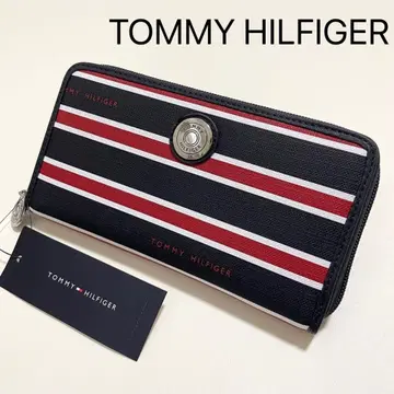 타미힐피거 장지갑 라운드 지퍼 대용량 네이비 트리콜로르
