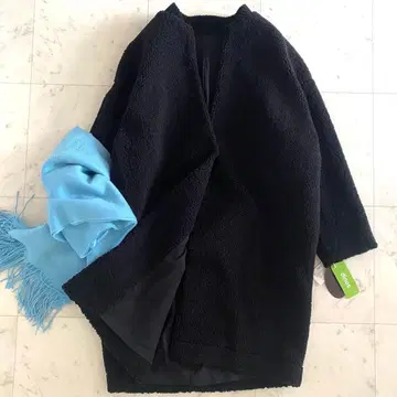 새상품 다마 컬렉션 보아 푸들 롱 코트 빅 사이즈 블랙 3