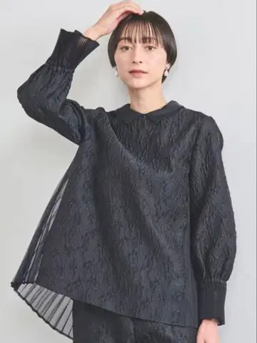 유나이티드 애로우즈 투톤 자카드 블라우스