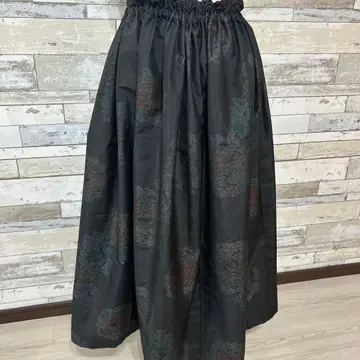 오시마 명주 블랙 꽃무늬 롱 스커트