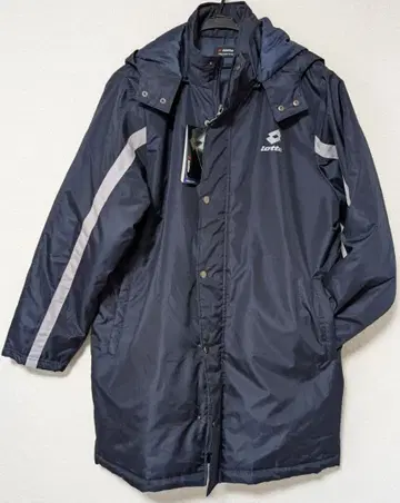 새상품 Lotto 네이비 벤치 코트 후드 부착