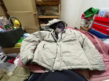 볼륨 점퍼 블루종 베이지